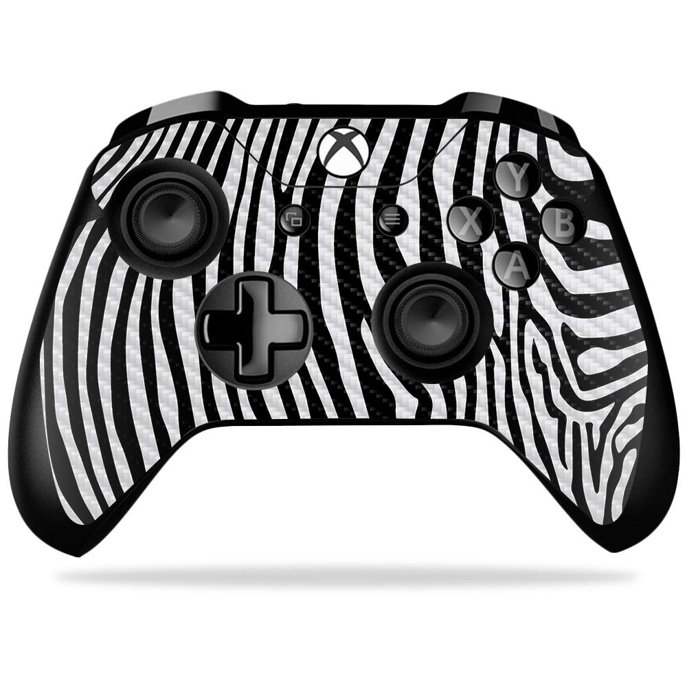 MightySkins Carbon Fiber Skin for Microsoft Xbox One X Controller - Black Zebra | Protective  Durable Textured Carbon Fiber Finish | Easy to Apply  Remove  and Change Styles | Made in The USA