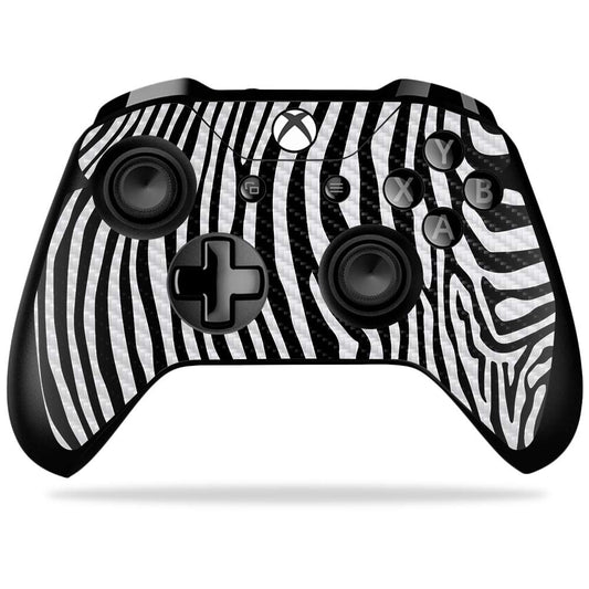 MightySkins Carbon Fiber Skin for Microsoft Xbox One X Controller - Black Zebra | Protective  Durable Textured Carbon Fiber Finish | Easy to Apply  Remove  and Change Styles | Made in The USA