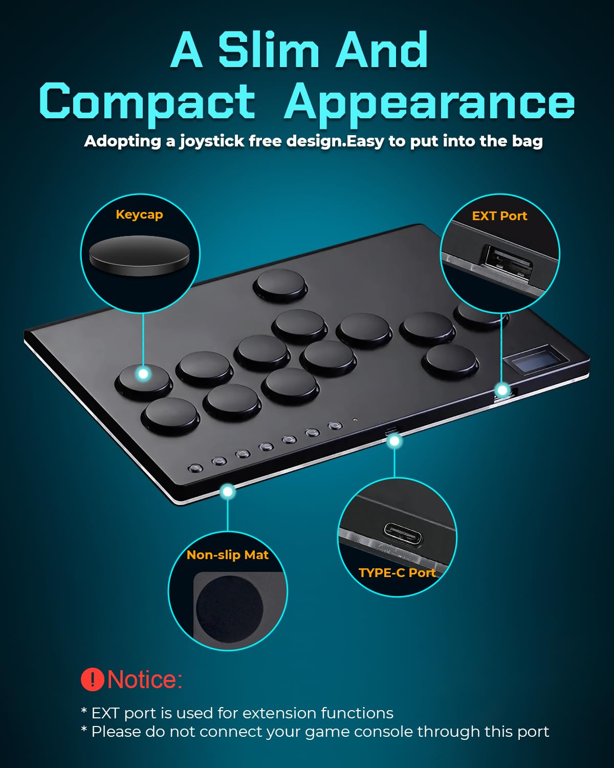 Sehawei Haute42 All Metal Arcade Stick - 13 Keys Controller with RGB & Turbo Functions for PC/PS3/PS4/Switch, M13 Black