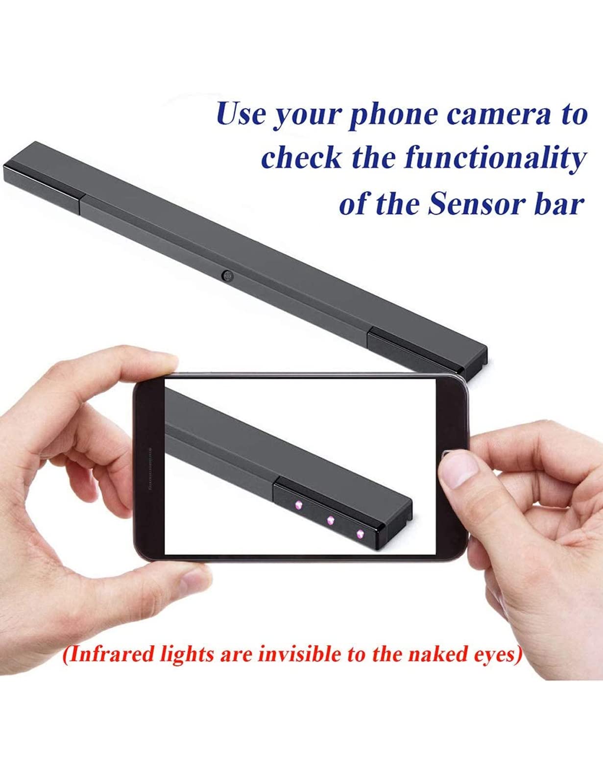 Tuboopy Wireless Wii Sensor Bar - Infrared Motion Sensor for Wii/Wii U/PC - Black
