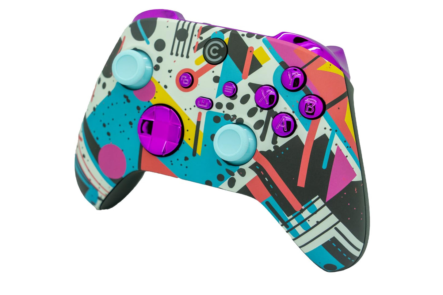Custom Controllerzz Wireless Controller for Xbox Series X/S, Xbox One & PC - Retro Abstract & Purple Chrome Inserts