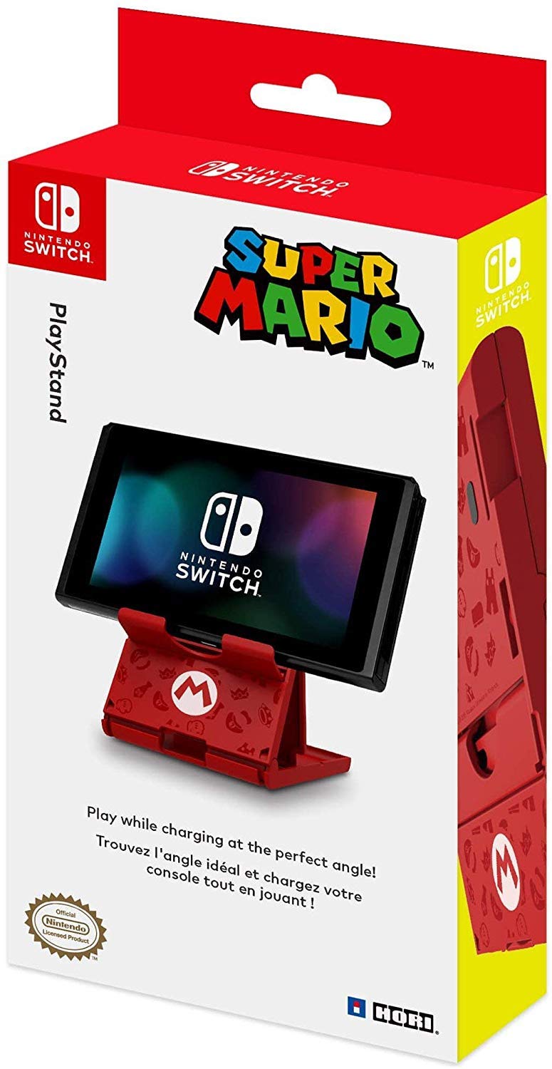 HORI Compact PlayStand - Mario Edition, Adjustable, Black, Officially Licensed for Nintendo Switch, Model NSW-084U