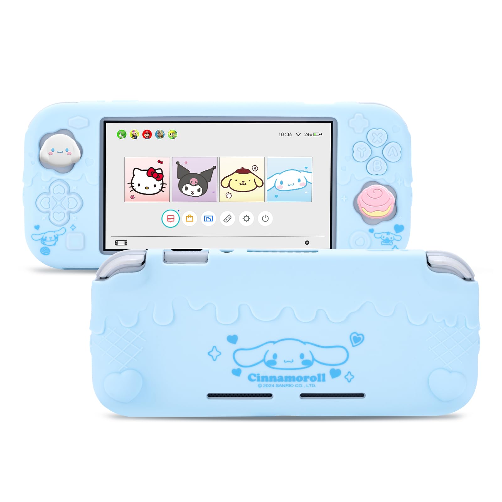 Kuitmor Switch Lite Case Soft Silicone Protective Case Anti-Scratch Protective Cover Compatible with Switch Lite 2019 with 2 Thumb Grip Caps - DEG