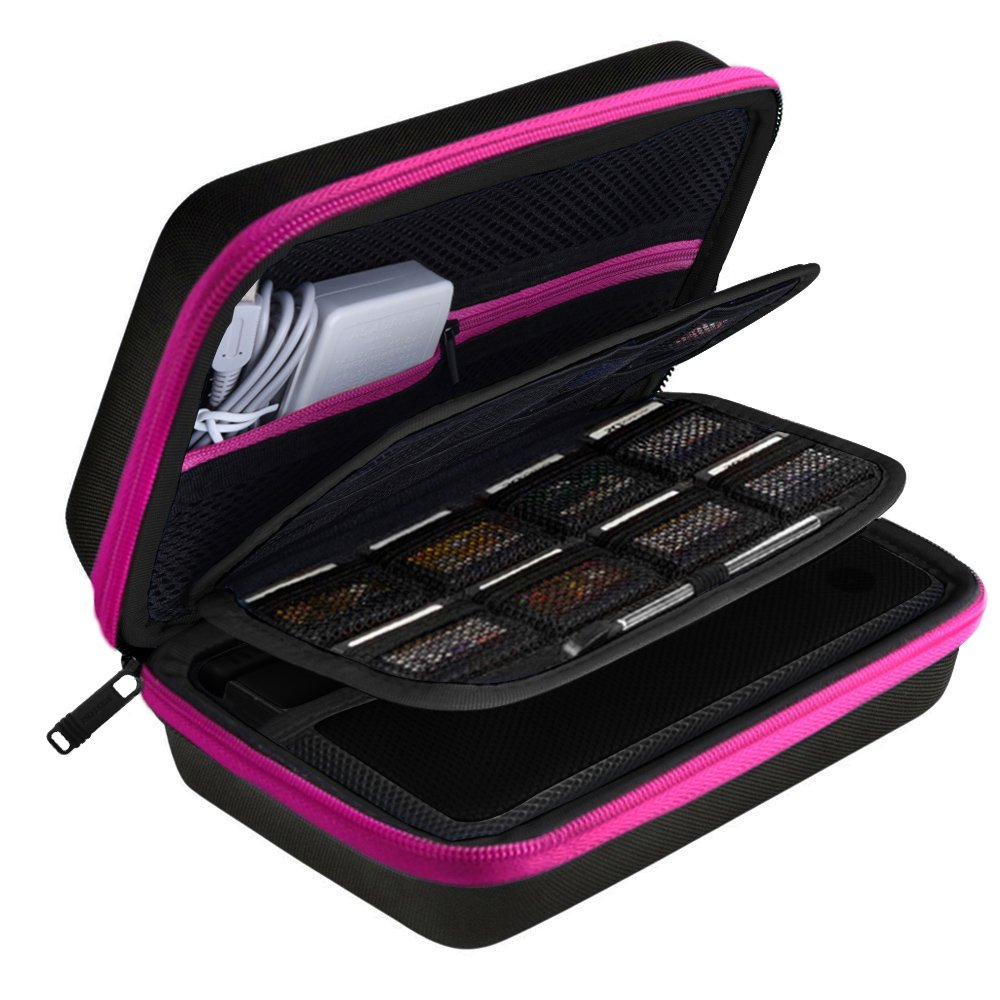 AUSTOR Case for Nintendo New 3DS XL - Nylon, Black + Rose Color