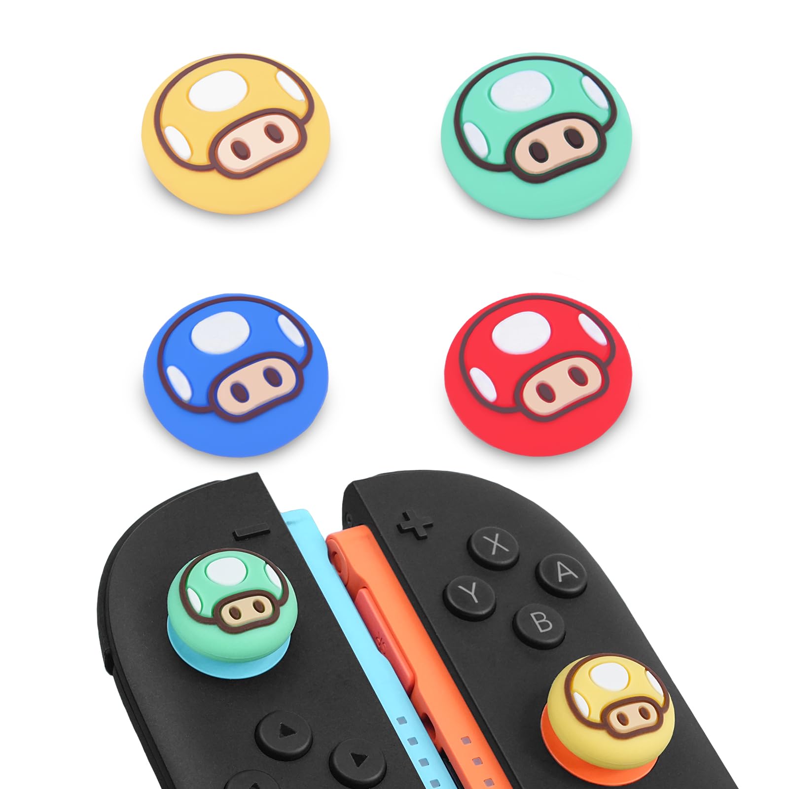 TIKOdirect Thumb Grip Caps Compatible with Switch 2/ Switch 2 Pro Controller  Silicone Joystick Caps Grips 4PCS Soft Protective Button Cover  Red