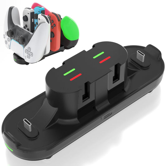 Switch Controller Charger for Nintendo Switch  Charging Dock with JoyCon/Pro / PS5 Controller  Charger Station with LED Indicator and Charger Cable for JoyCons  6 in 1 Nintendo Charging Dock