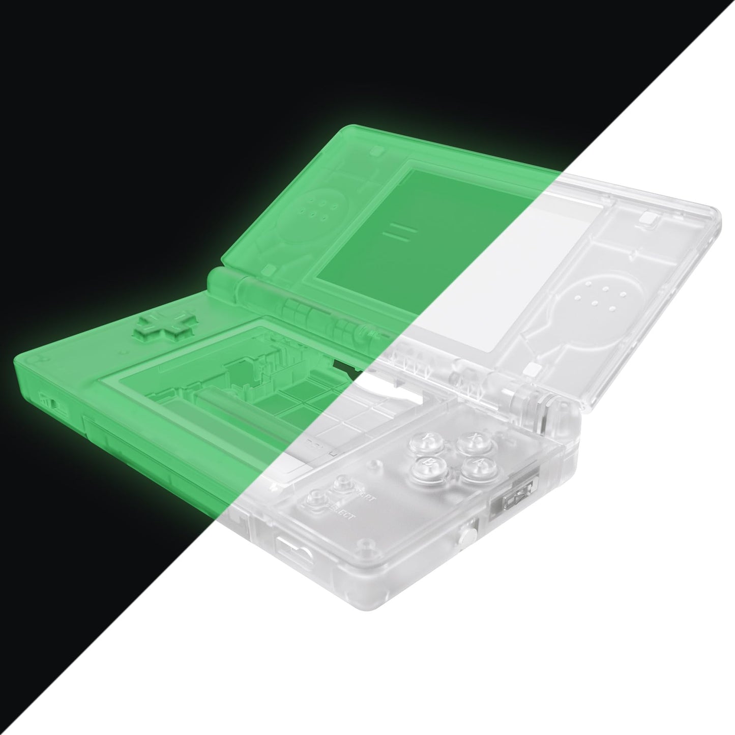 eXtremeRate Glow in Dark - Green Replacement Full Housing Shell for Nintendo DS Lite  Custom Handheld Console Case Cover with Buttons  Screen Lens for Nintendo DS Lite NDSL - Console NOT Included