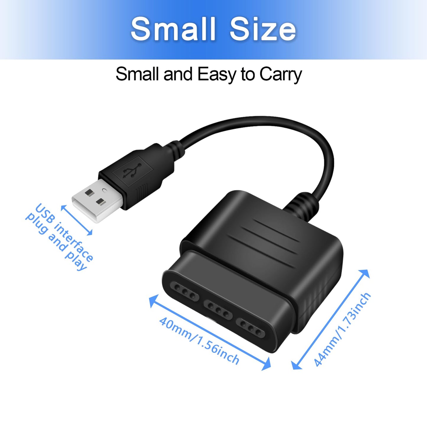 Finera PS2 Controller to USB Adapter Cable for PS1/PS2/PS3/PC - Black, Model: fccfaac2