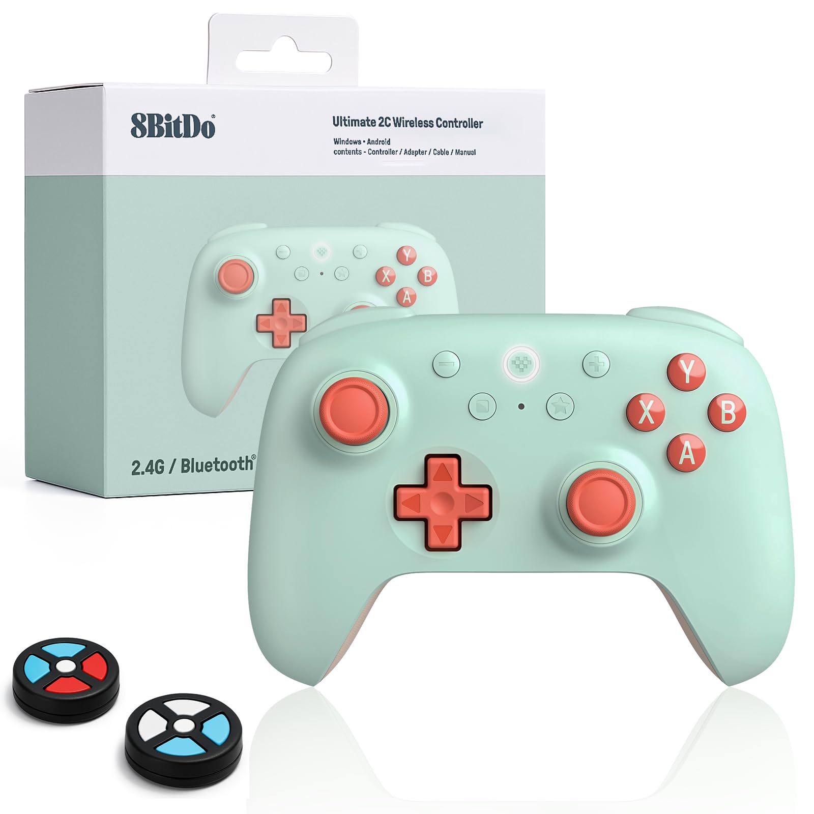 8Bitdo Ultimate 2C Wireless Controller for Windows PC and Android  with 1000 Hz Polling Rate  Hall Effect Joysticks and Triggers  and Remappable L4/R4 Bumpers (Mint)