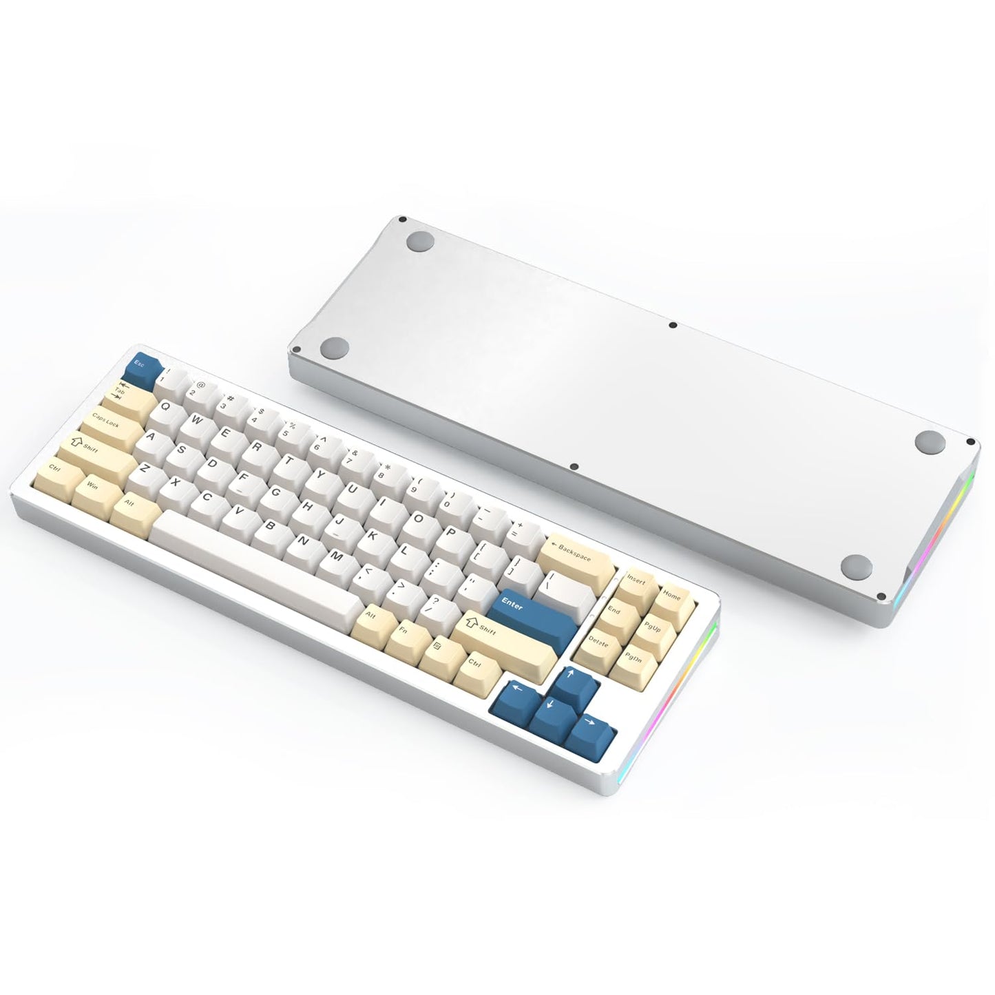 ATTACK SHARK M71 TKL Wireless Mechanical Keyboard, RGB, Hot-swap, 13.78x4.53in, Khaki, Full Aluminum, Linear White Jade Switch