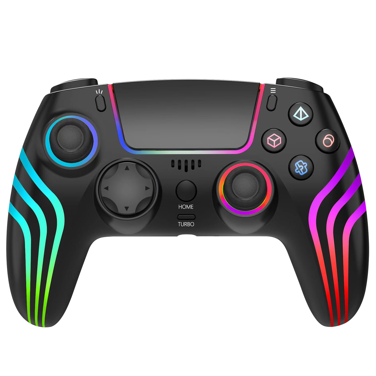 MINSWC Wireless PS5 Controller with RGB Lighting - Compatible with PS5, Windows PC, Android/iOS - Black