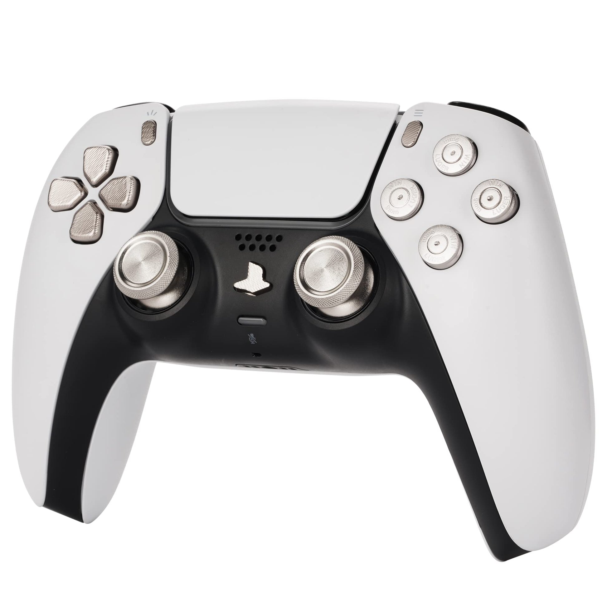 Avericht Metal ABXY buttons Dpad Thumbsticks for PS5 Controller  Metal Aluminum Bullet Buttons & Dpad & Analog stick Replacement Kit for PS5 Controller (Silver)