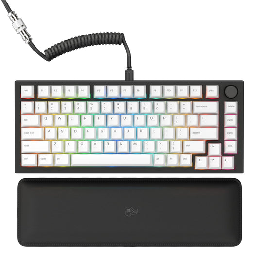 Glorious Gaming GMMK PRO 75% - Modular Mechanical Gaming Keyboard  TKL Size  1.5kg Frame  Glorious Fox Switches  Fully Customizable  Coiled Cable  Wrist Rest  White PBT Keycaps  RGB  QWERTY - Black