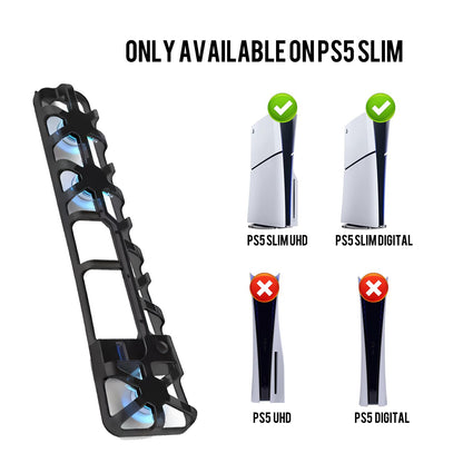 ECHZOVE PS5 Slim Cooling Fan Station - 3 Cooling Fans, USB 3.0, Compatible with PS5 Slim Digital/Ultra HD, Black