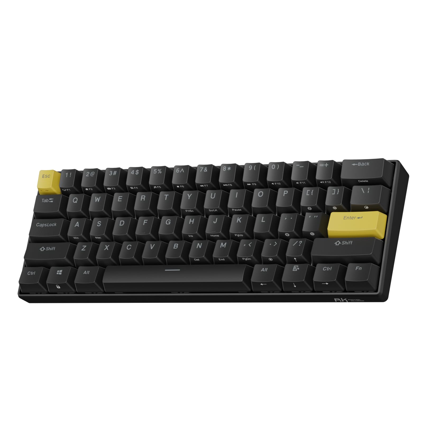 RK ROYAL KLUDGE C61 HE Gaming Keyboard 60% Wired Mechanical Keyboard with Hall Effect Magnetic Switch 8000Hz Polling Rate Rapid Trigger RGB Backlit  61 Keys  Black Yellow