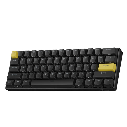 RK ROYAL KLUDGE C61 HE Gaming Keyboard 60% Wired Mechanical Keyboard with Hall Effect Magnetic Switch 8000Hz Polling Rate Rapid Trigger RGB Backlit  61 Keys  Black Yellow