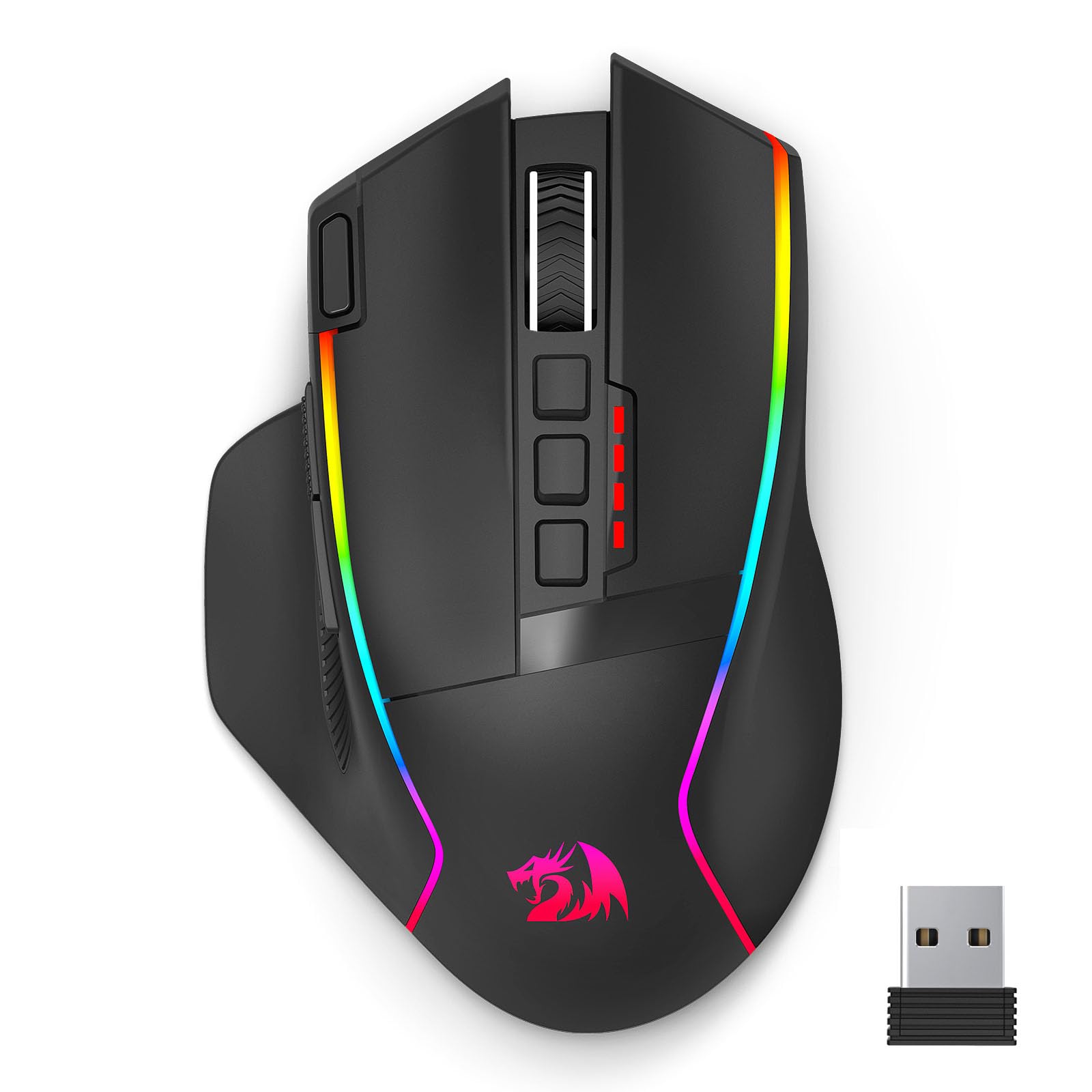Redragon M915WL-RGB Wireless Gaming Mouse, 16000 DPI, Ergonomic, 9 Macro Buttons, RGB Backlight, Black
