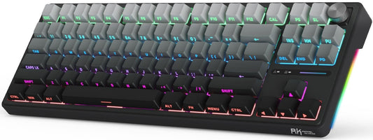 RK ROYAL KLUDGE R87 Pro Wireless 75% RGB Mechanical Gaming Keyboard - Bluetooth/2.4G/Wired, Grey, Hot Swappable Linear Switch