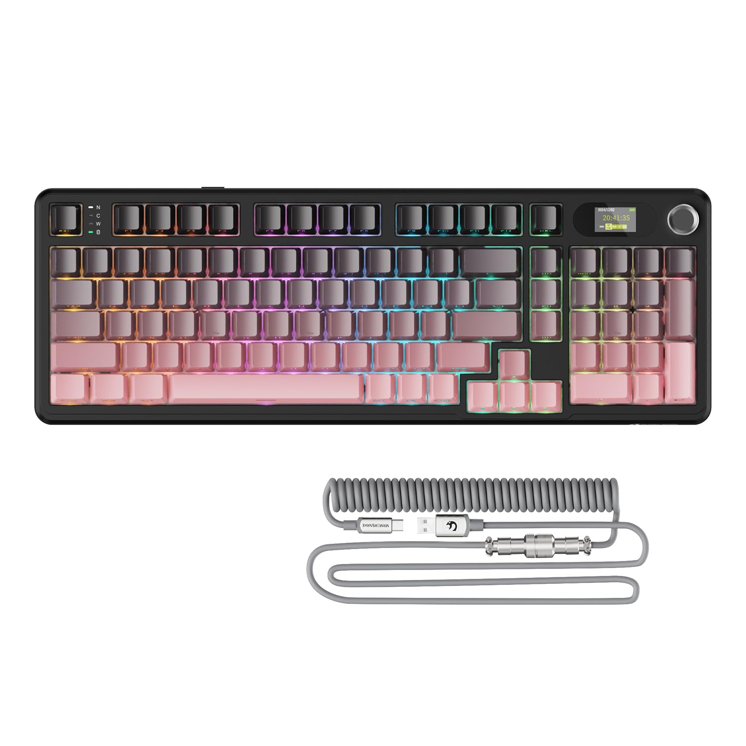 ATTACK SHARK X98PRO Wireless Mechanical Keyboard Multi-Function Knob&TFT Screen Tri-Mode BT/2.4GHz/USB-C Keyboard Hot-Swappable RGB Backlit 4000mAh 98 Keys Cloud Drive for Win/Mac/Linux-BlackBerry