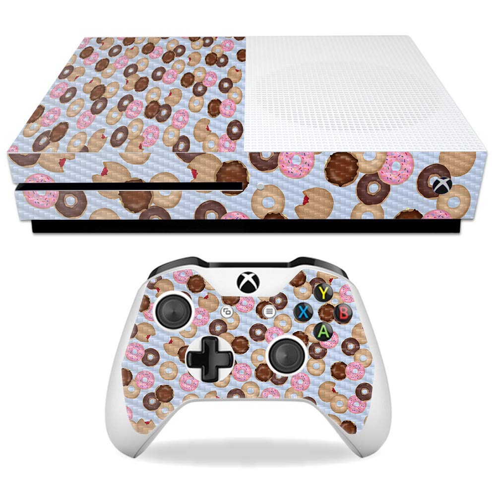 MightySkins Carbon Fiber Skin for Microsoft Xbox One S - Donut Binge | Protective  Durable Textured Carbon Fiber Finish | Easy to Apply  Remove  and Change Styles | Made in The USA