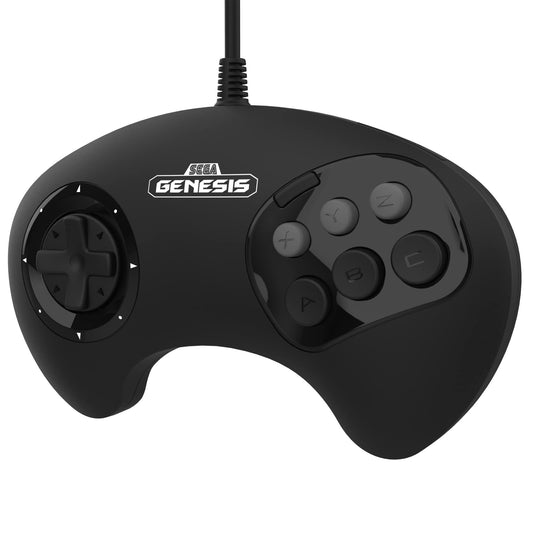 Retro-Bit BIG6 Controller Pad for SEGA Genesis - Black - Original Port Classic Gaming Accessory