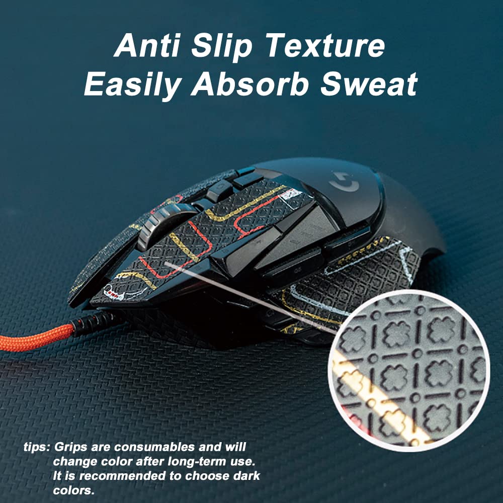 Hokeyio Grip Tape for Razer Deathadder V3 Pro - Anti-Slip, Soft Leather, Printsteam White, Pre-Cut, 0.5mm