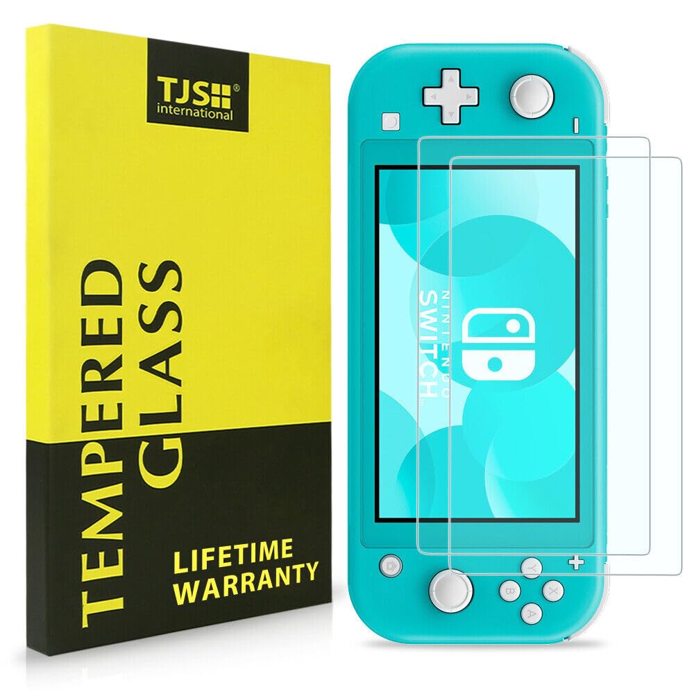TJS 2 Pack Screen Protector Tempered Glass for Nintendo Switch Lite Model 2019 5.5  [Works While Docking] - 0.3mm Thickness/Bubble Free/Ultra Clear/9H Hardness/Anti-Scratch/Anti-Fingerprint (Clear)