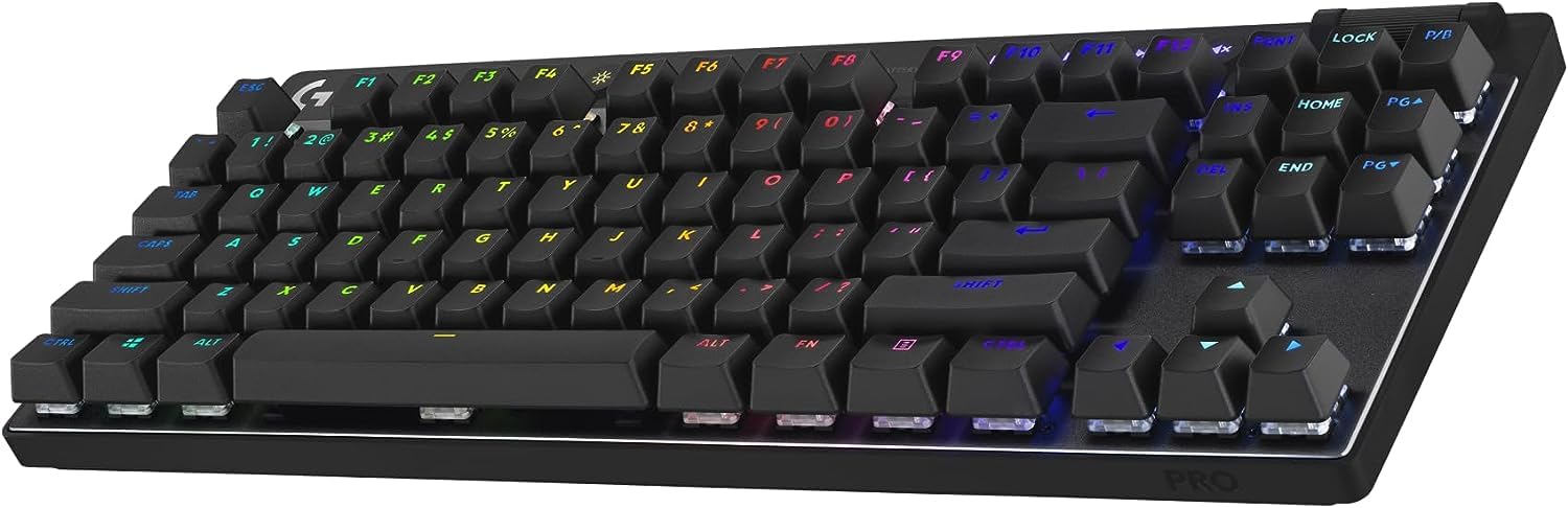 Logitech G PRO X TKL Wireless Gaming Keyboard - Tenkeyless, LIGHTSYNC RGB, PBT Keycaps, Tactile Switches (GX Brown), Black