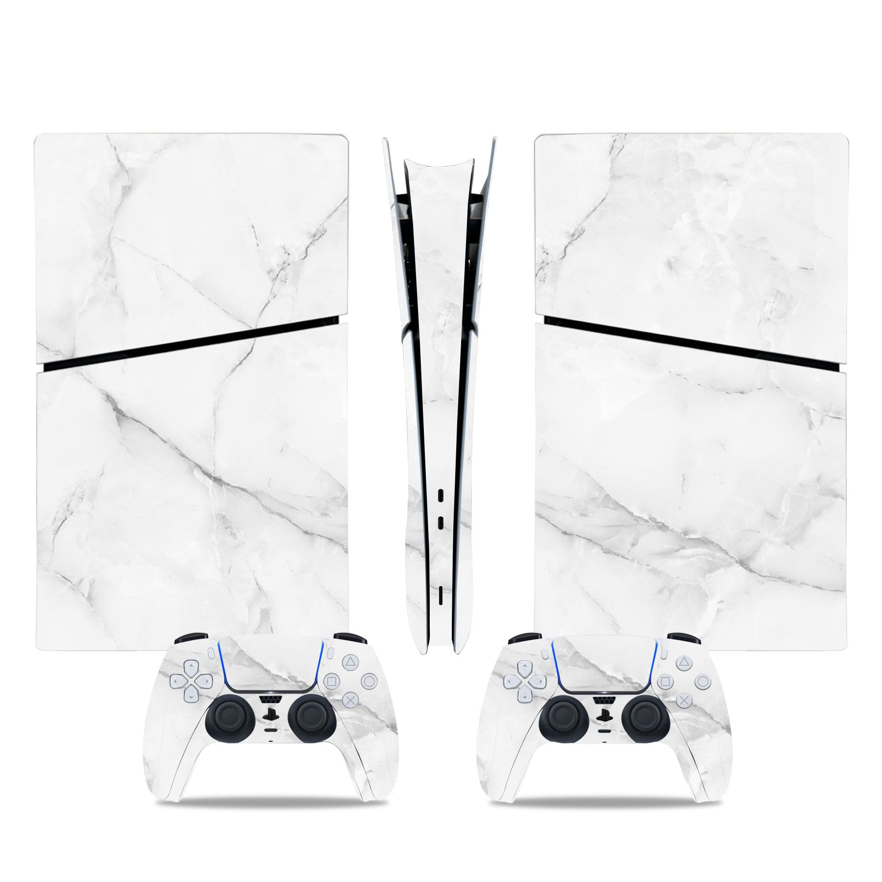 Skin Sticker for PS5 Slim Digital Console, Protective Cover Decal Wrap for Game Controller (White)
