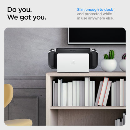 Spigen Thin Fit Case for Nintendo Switch OLED - Black, TPU, Dockable with Kickstand, Model ACS04239