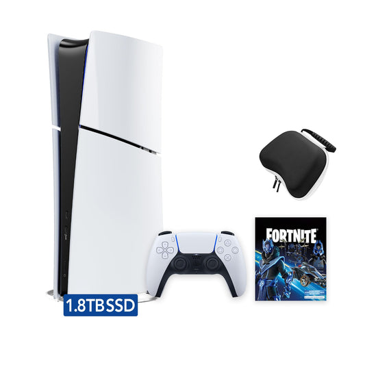 PlayStation 5 Slim Upgraded 1.8TB Digital Edition Fortnite Cobalt Star Bundle and Mytrix Controller Case - White  Slim PS5 1.8TB PCIe SSD Gaming Console
