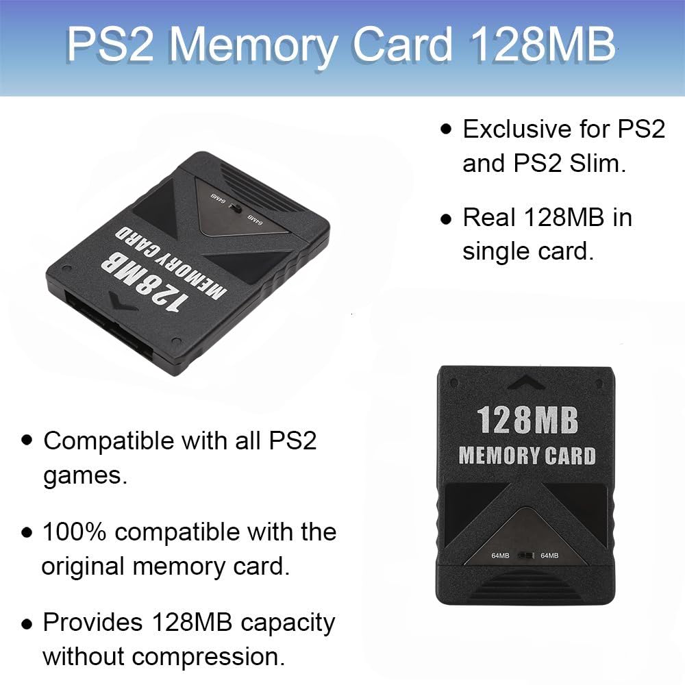 Trenro PS2 Memory Card 128MB - High Capacity Storage for PlayStation 2 Gaming