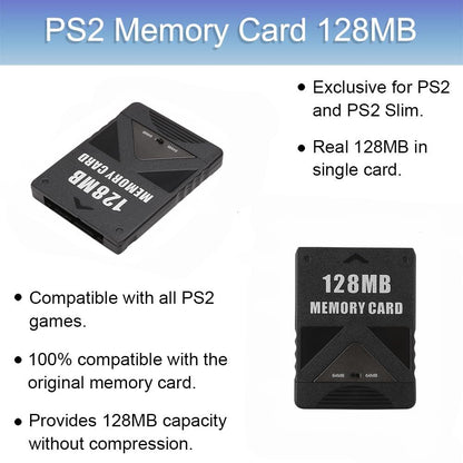 Trenro PS2 Memory Card 128MB - High Capacity Storage for PlayStation 2 Gaming