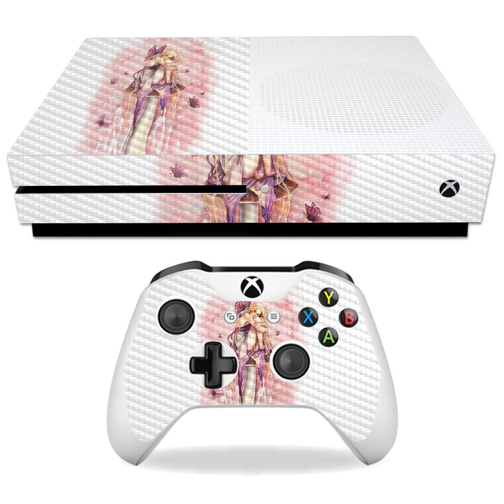 MightySkins Carbon Fiber Skin for Microsoft Xbox One S - Littlest Fairy | Protective  Durable Textured Carbon Fiber Finish | Easy to Apply  Remove  and Change Styles | Made in The USA