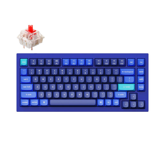 Keychron Q1 Mechanical Keyboard, 75% Layout, RGB, Gateron G Pro Red Switch, Blue, QMK/VIA Programmable, Hot-swappable