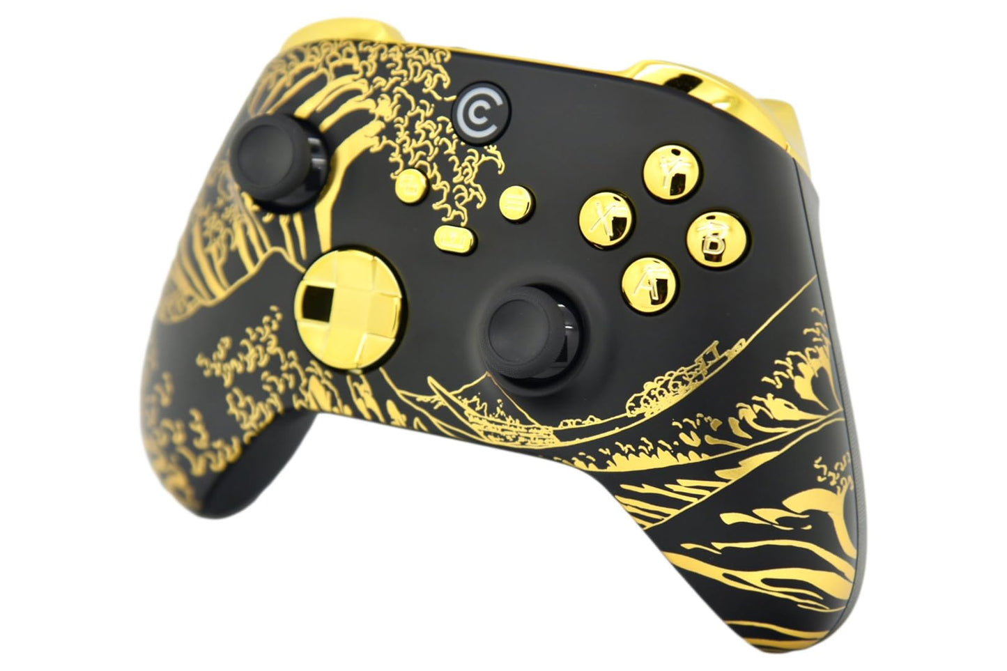 Custom Controllerzz Wireless Controller for Xbox & PC - Golden Waves & Gold Chrome Inserts