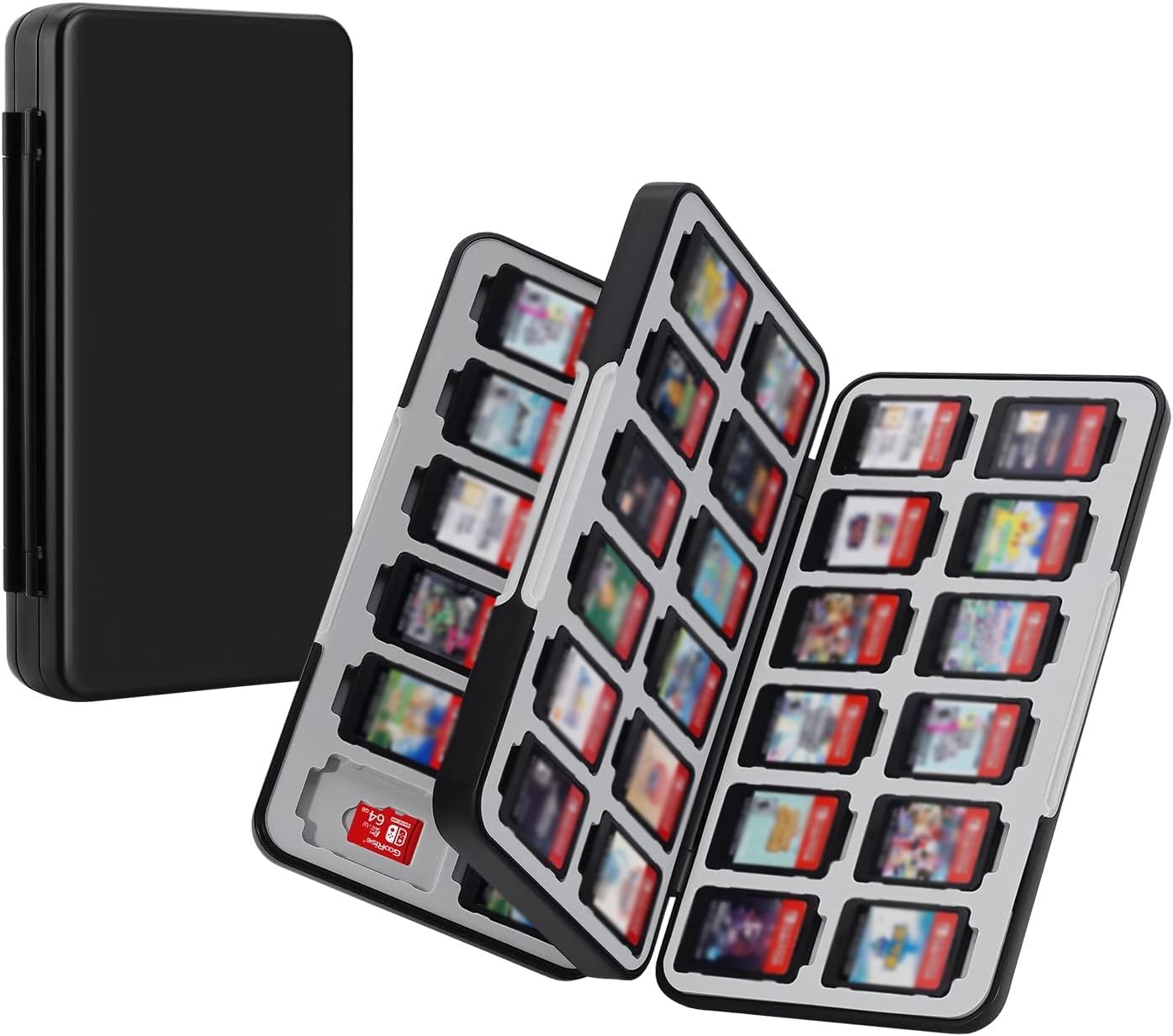 JINGDU 48-Slot Switch Game Card Case Compatible with Switch Game Cards & micro SD Cards  the Games Holder Organizer Suitable for Switch  NS2/NS/Lite/OLED Game Card  Black