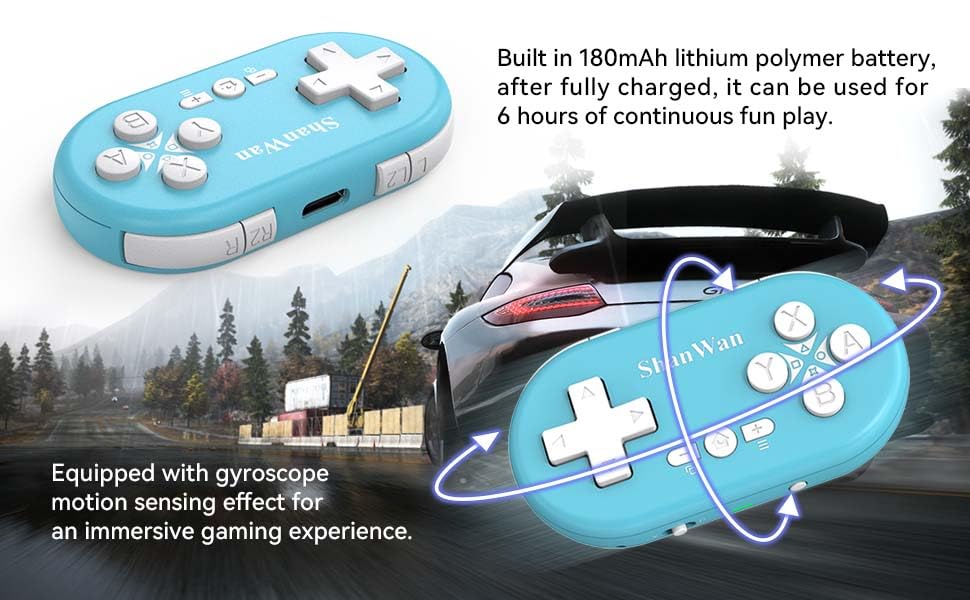 ShanWan Bluetooth Mini Gamepad Controller for Switch, Windows, Android, iOS & PS4 - Kabrilan, Model Q36-XPS-KABRILAN