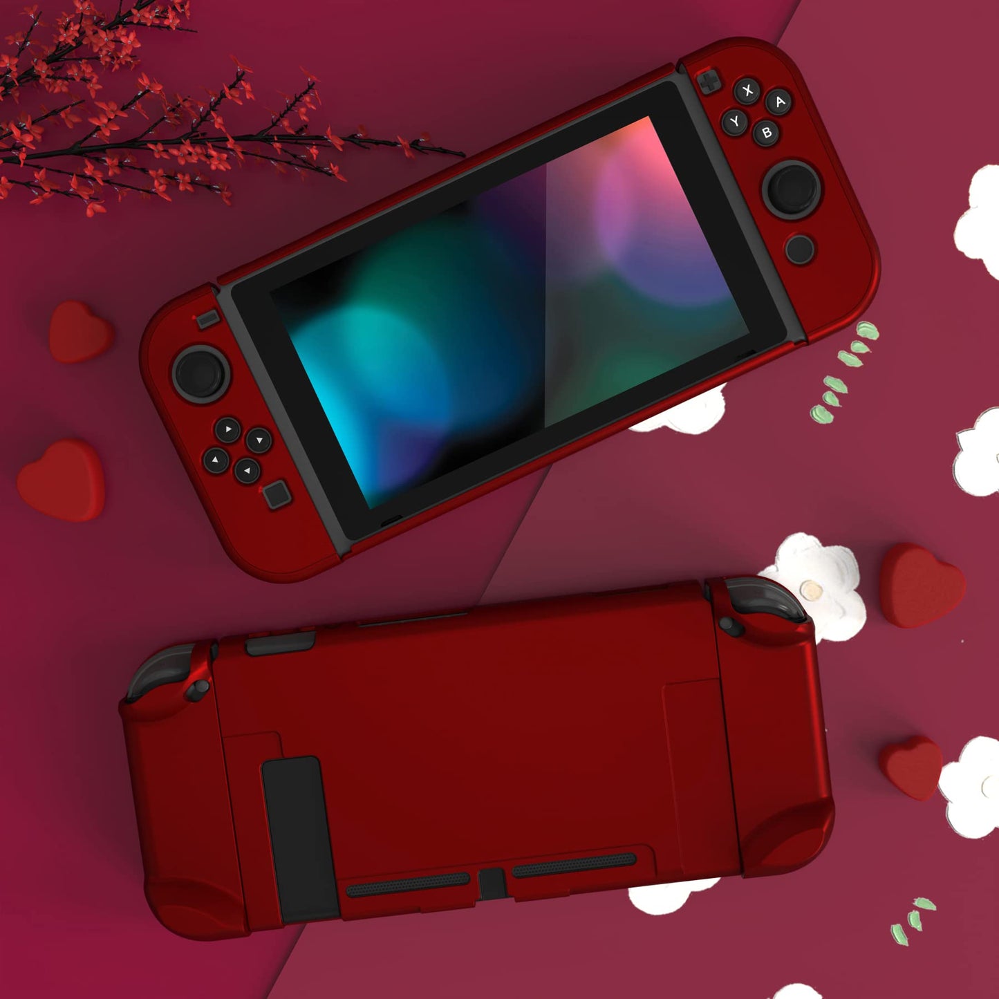 eXtremeRate Back Cover for Nintendo Switch - Hard Shell, Dockable, Scarlet Red, Model NTP305