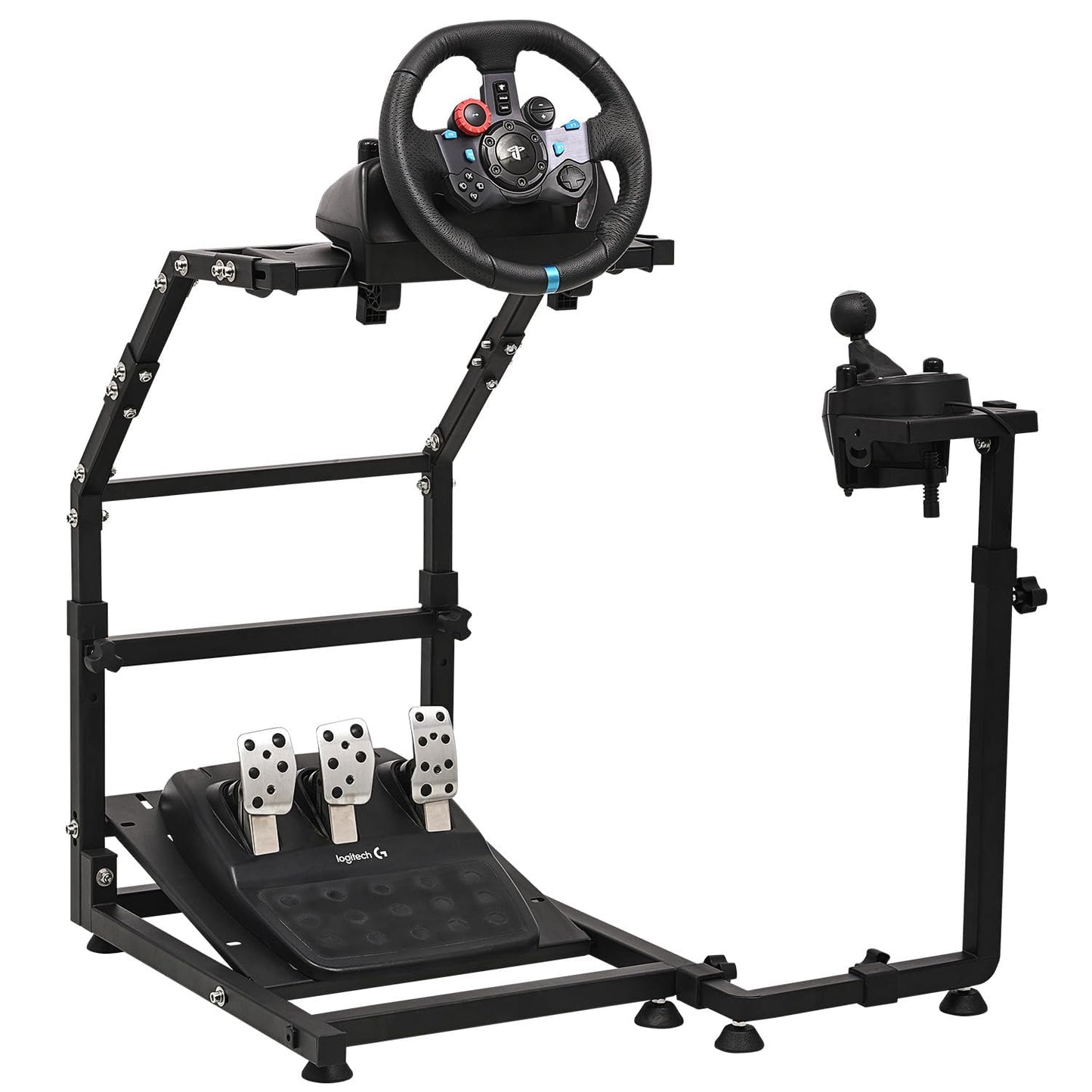 CXRCY Racing Wheel Stand - Height Adjustable, Foldable, Compatible with Logitech G920/G29/G27/G25, Black with Adjustable Shifter Pedal