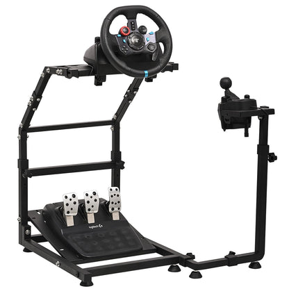 CXRCY Racing Wheel Stand - Height Adjustable, Foldable, Compatible with Logitech G920/G29/G27/G25, Black with Adjustable Shifter Pedal