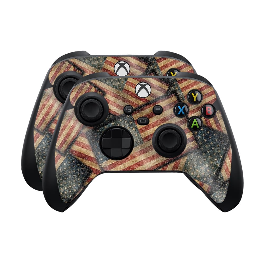 Glossy Glitter Skin Compatible with Microsoft Xbox Series X|S Controller (2 Pack) - Vintage American - Premium 3M Vinyl Protective Wrap Decal Cover - Easy to Apply | Crafted in The USA by MightySkins
