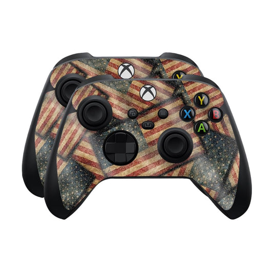 Glossy Glitter Skin Compatible with Microsoft Xbox Series X|S Controller (2 Pack) - Vintage American - Premium 3M Vinyl Protective Wrap Decal Cover - Easy to Apply | Crafted in The USA by MightySkins