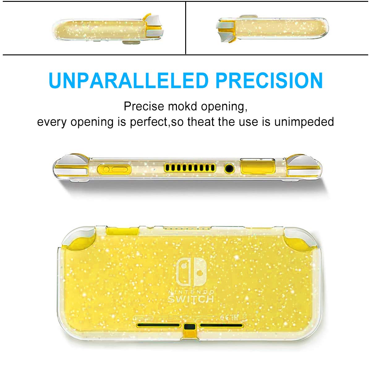 Moxiaomo Nintendo Switch Lite Case - Clear TPU Cover with Shock-Absorption & Anti-Scratch Protection, Glitter Bling Design