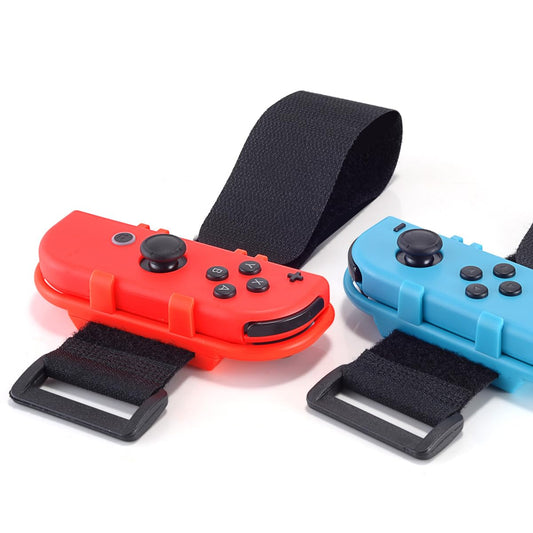JoyHood 2 Pack Wrist Band Straps compatible with Dance Game 2022 2021 2020 2019 & Zumba Burn It Up for Switch/Switch OLED Joy-Con  Adjustable Elastic Strap Switch Controller Accessories (Red & Blue)