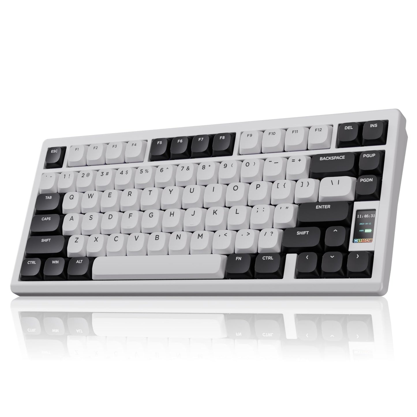 OOCTPK Wireless Mechanical Gaming Keyboard - Chilkey ND75 LP, Hot Swappable RGB, Bluetooth/2.4G/USB-C, White, Full-Aluminum Design