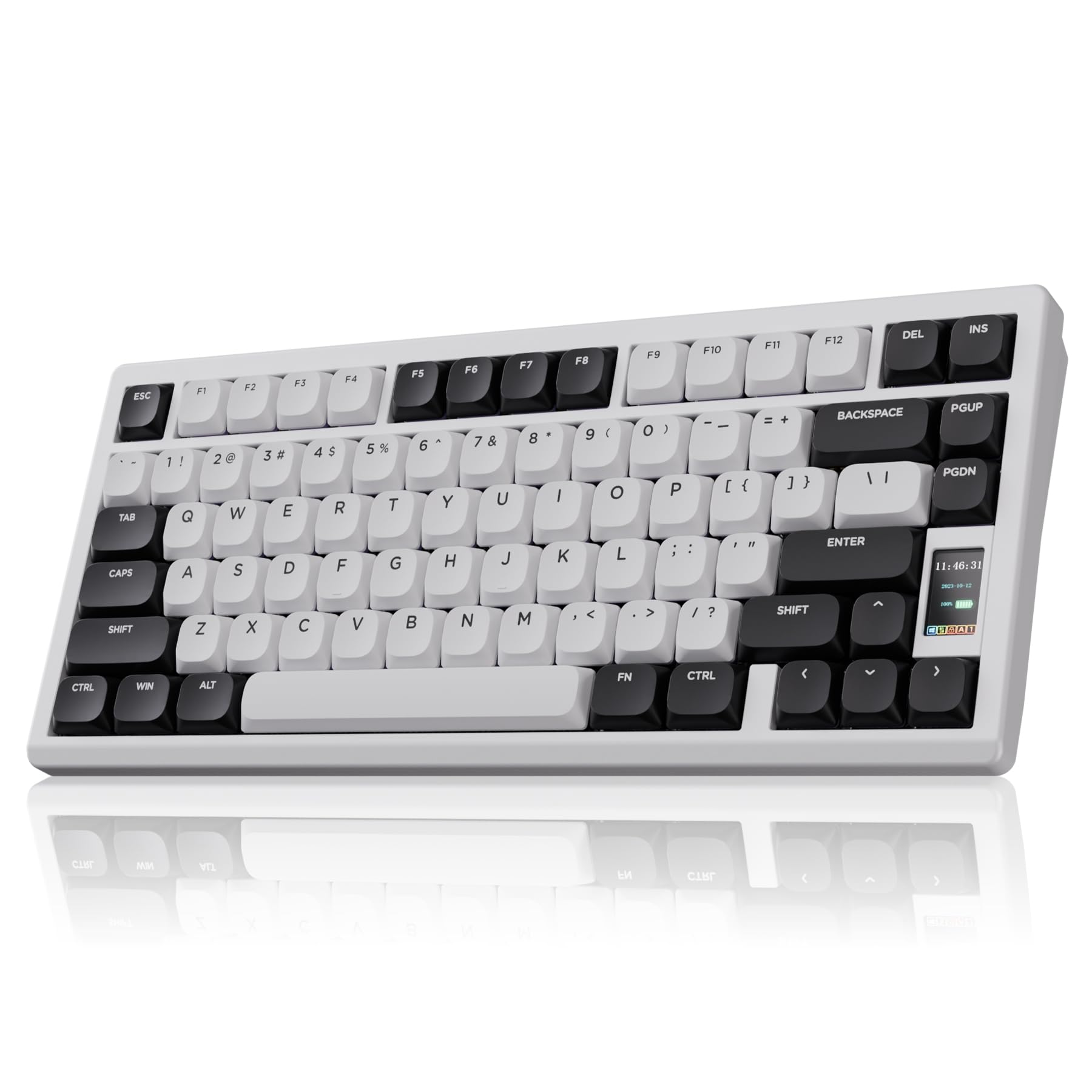 OOCTPK Wireless Mechanical Gaming Keyboard - Chilkey ND75 LP, Hot Swappable RGB, Bluetooth/2.4G/USB-C, White, Full-Aluminum Design