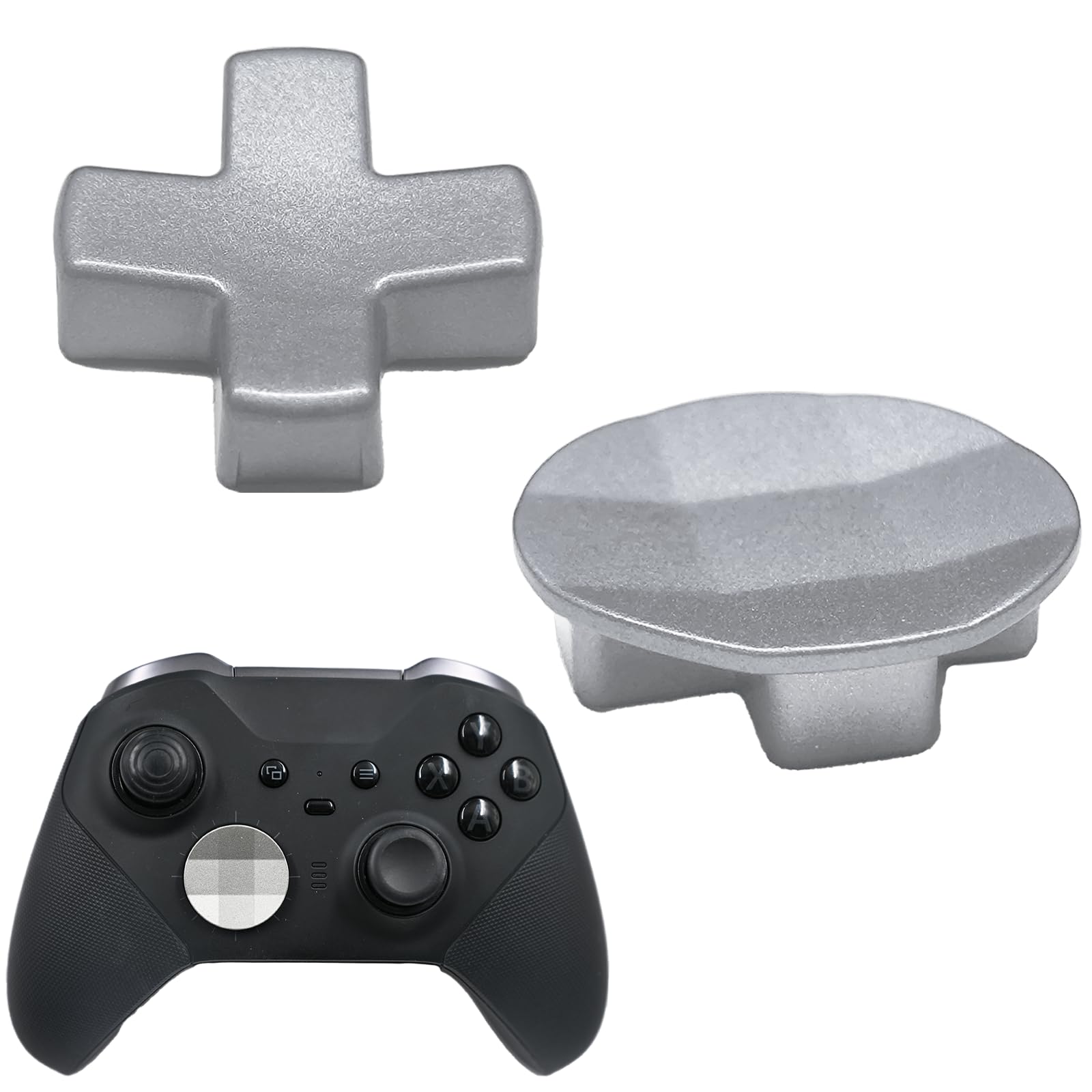 2 in 1 Metal D-Pads for Xbox One Elite Series 2 Elite Controller Metal D-Pads Directional Pad Button Kits Replacement Parts for Xbox Controller Series 2 Core/Elite Series 2 Controller(Silvery) [video game]
