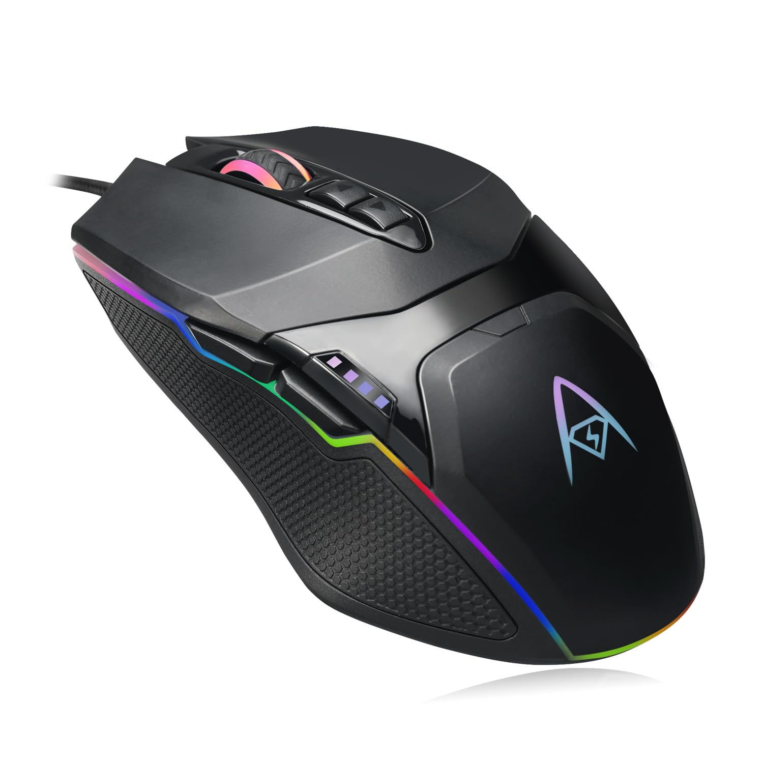 ADESSO iMouse X5 USB RGB Illuminated Gaming Mouse - 7 Buttons  Adjustable Weight  6 Level DPI Switch up to 6400  Optical Sensor  Ergonomic Design for Right-Handed Gamers  Multi-Color LED Backlight