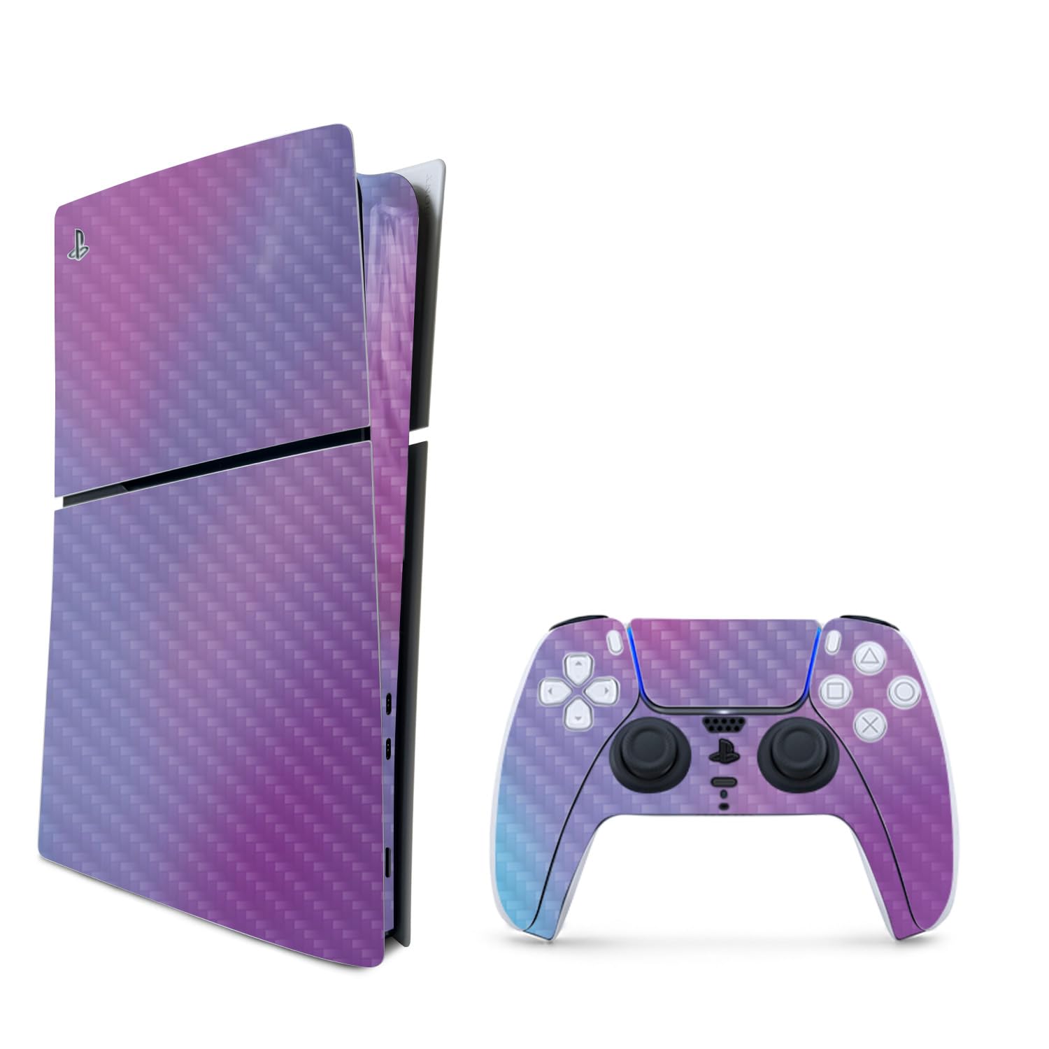 MightySkins Carbon Fiber Skin for PS5 Playstation 5 Slim Digital Edition Bundle - Purple Fog Protective  Durable Textured Carbon Fiber Finish Easy to Apply Made in The USA